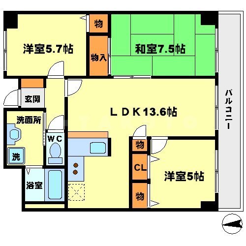 ハルフィー江坂の間取り
