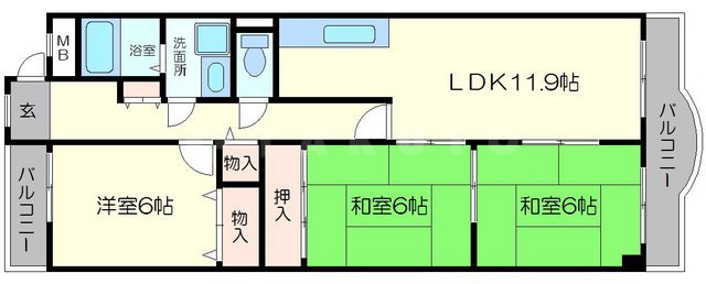 サンシャイン朝日が丘の間取り