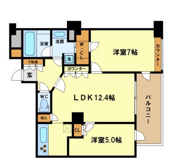 ディーグラフォート大阪N.Y.タワーHIGOBASHIの間取り