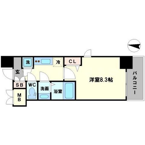 レジュールアッシュ心斎橋LUXEの間取り
