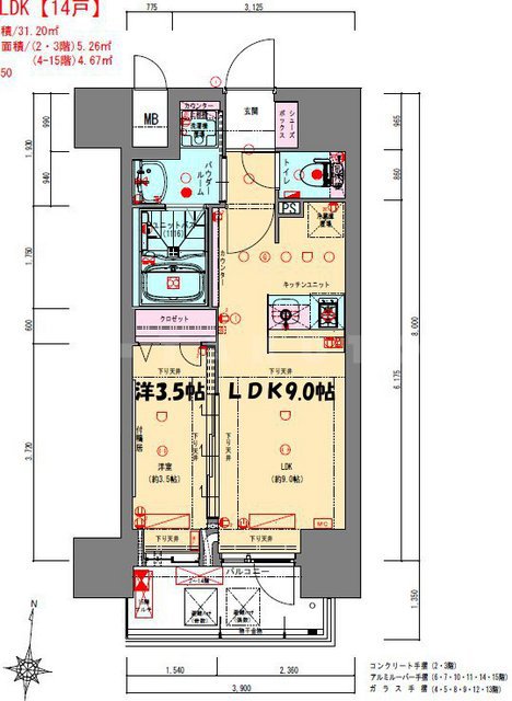 プレサンス立売堀ベルヴィルの間取り