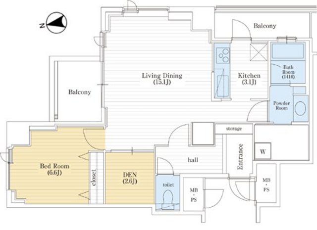 クロスレジデンス大阪新町の間取り