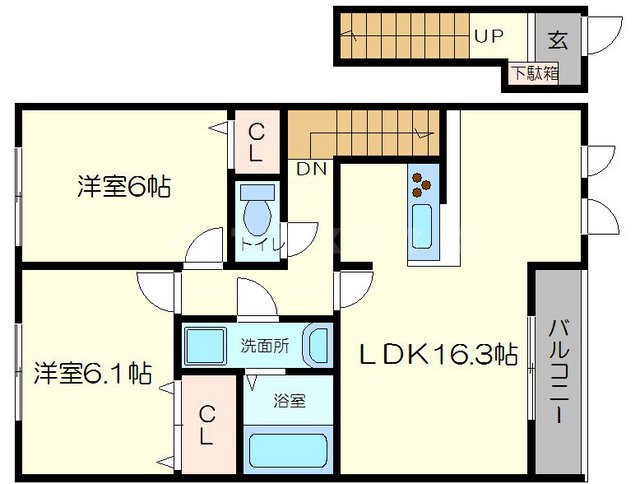 ロッヂえざかAの間取り