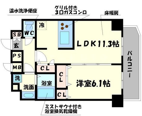 プレサンス心斎橋ラヴィの間取り