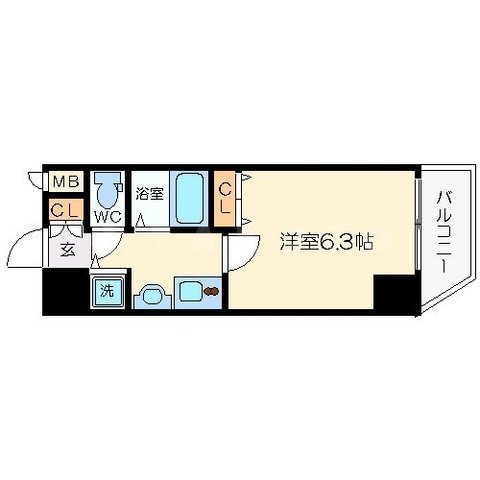 南船場の完工年月(2007年4月)築の賃貸マンションの間取り