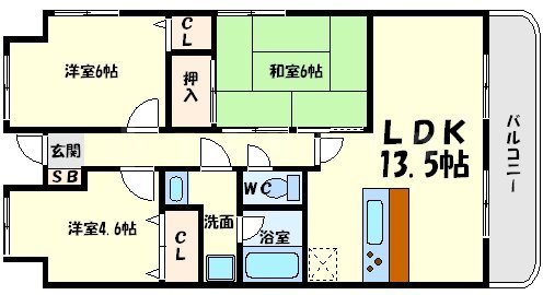 吹田野村ハイツの間取り