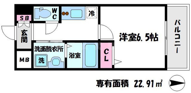 都島中通の完工年月(2019年3月)築の賃貸マンションの間取り