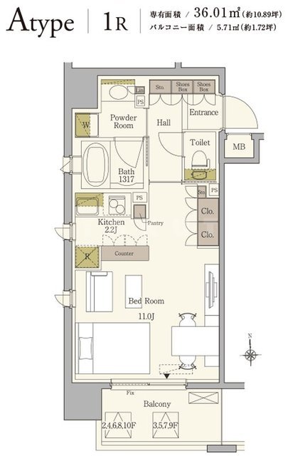 江坂町の完工年月(2014年2月)築の賃貸マンションの間取り