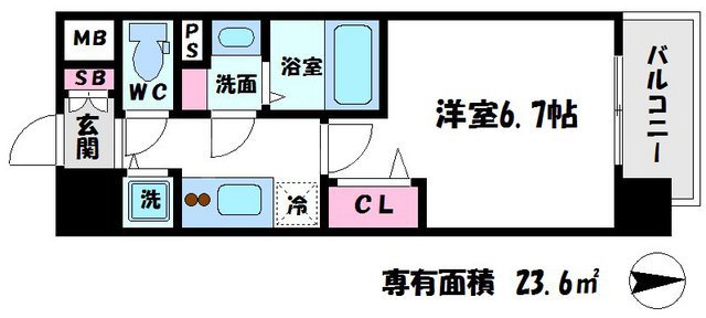 都島中通の完工年月(2019年3月)築の賃貸マンションの間取り