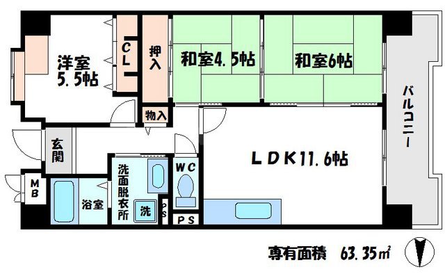 ル・アーブル東野田の間取り