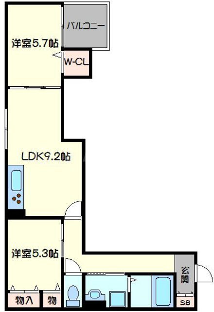 クリエオーレ三ツ島Ⅰの間取り