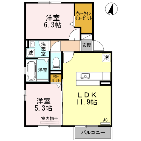 ネオハイツ ホウゲツ Aの間取り