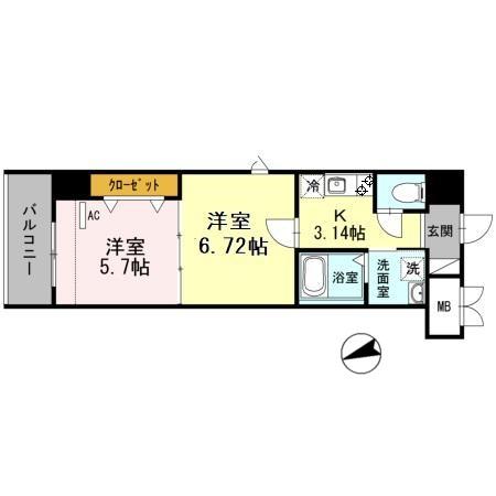 金座町の完工年月(2014年8月)築の賃貸マンションの間取り