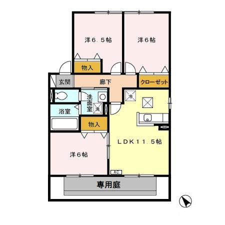 メルベーユⅡ Aの間取り