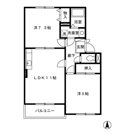 スカイプラザ宇梶 Aの間取り