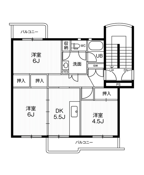 ビレッジハウス井之口6号棟の間取り