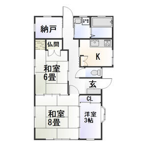 西尾市米津町貸家の間取り