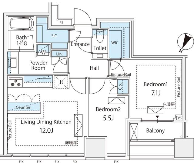 プレミストタワー白金高輪の間取り