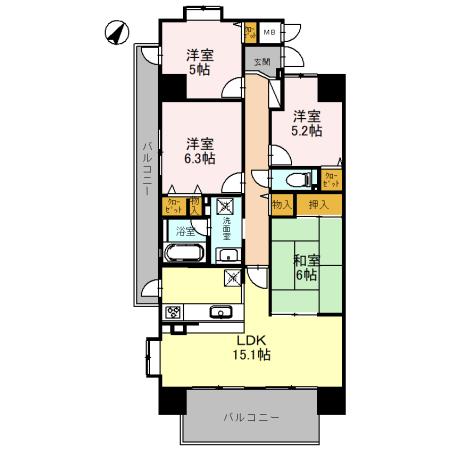 ファミールハイツ泉大津セントハーバーシティ1番館の間取り