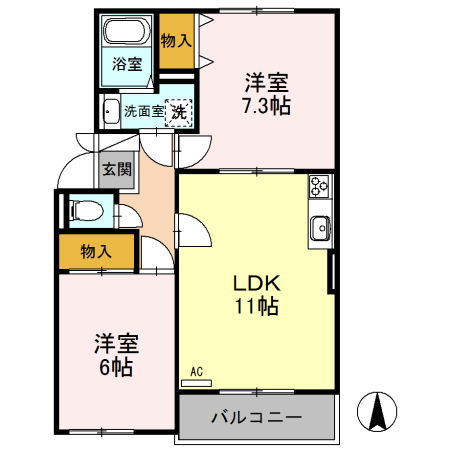 スカイプラザ宇梶　Ａの間取り