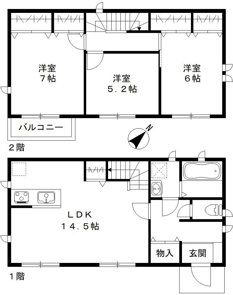 浪花町戸建 B棟の間取り