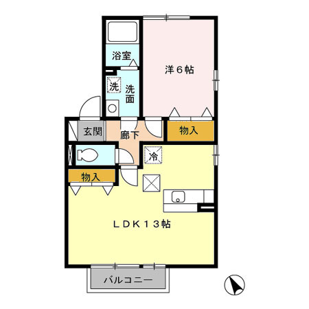 グランモア　Ｂ・101号室の間取り