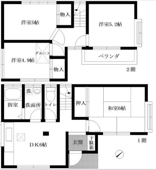 上矢部貸家の間取り