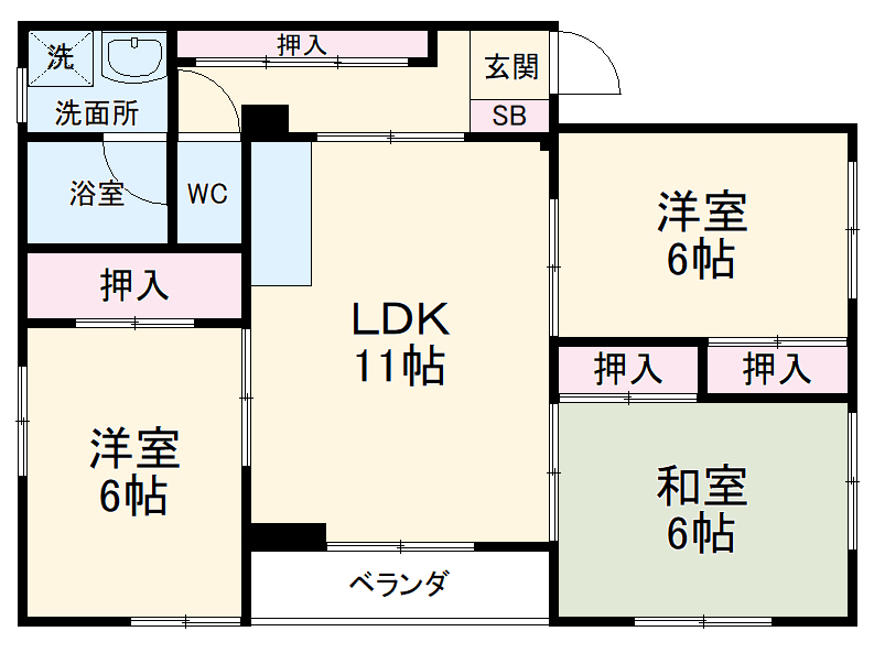レーベン美里・101号室の間取り