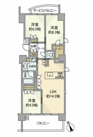 エコヴィレッジ杉並松庵・202号室の間取り