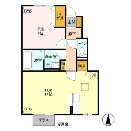 プリムヴェール上並榎 Aの間取り