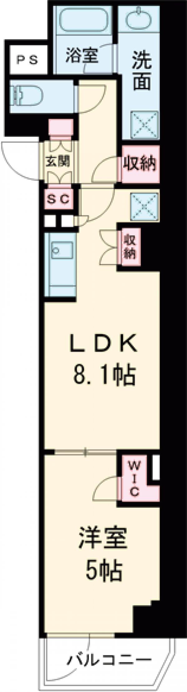 クレストコート新宿山吹町・504号室の間取り