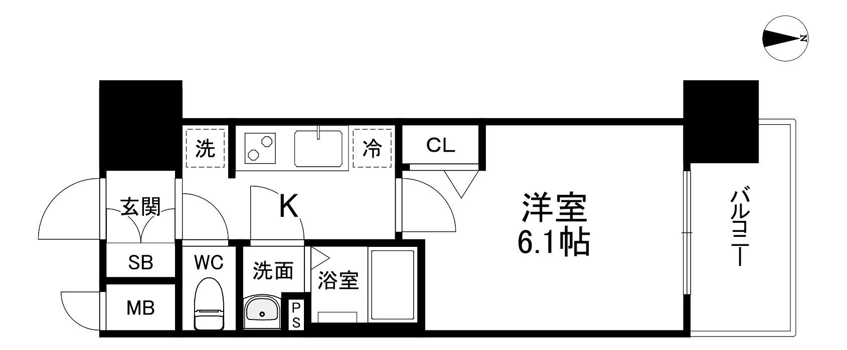 プレサンス大阪同心メゾヴィータの間取り
