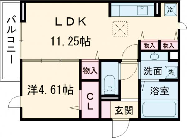 アベリア落合・101号室の間取り