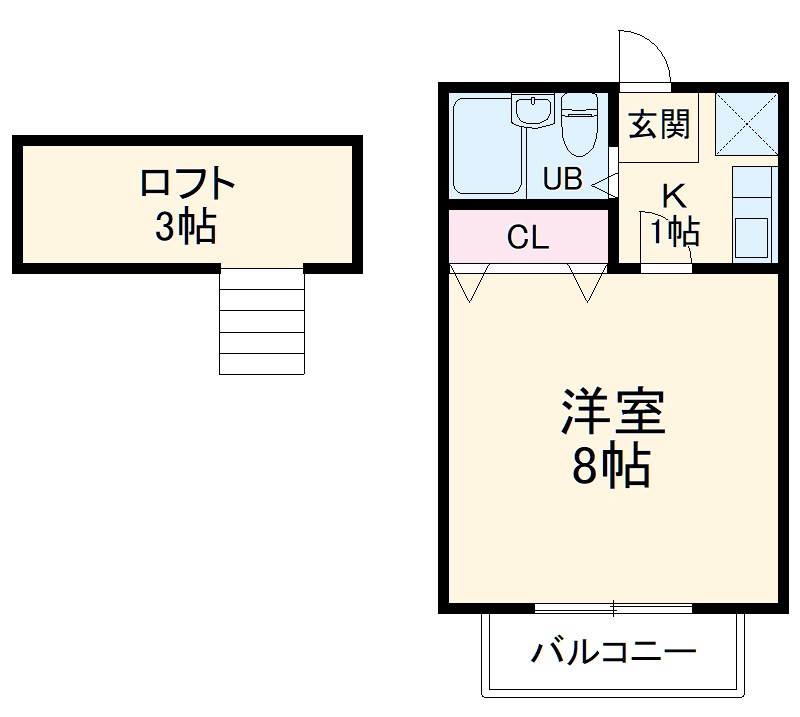 パシフィック東間６・102号室の間取り