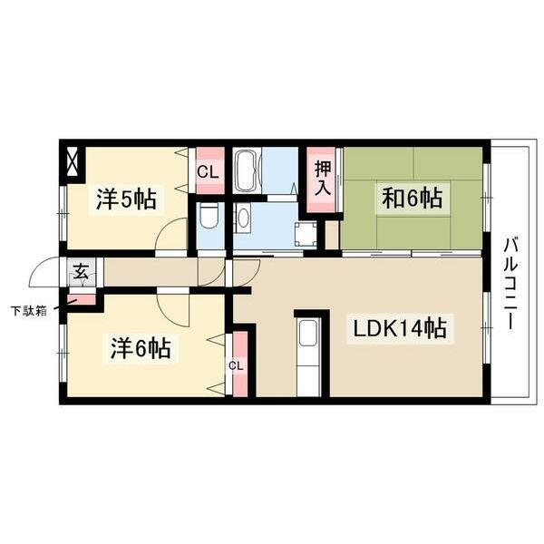 コスモス中道・302号室の間取り