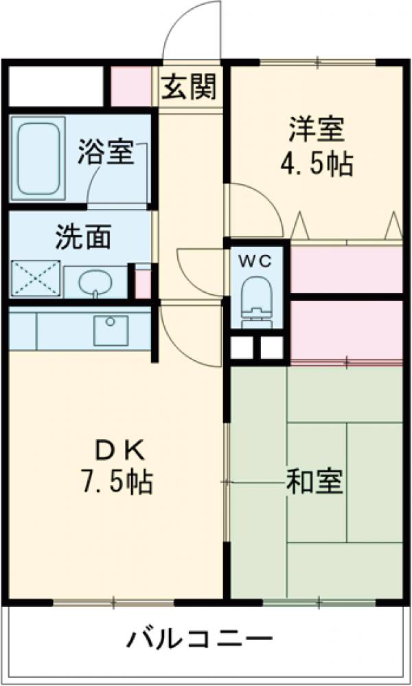 東長沼の完工年月(1996年7月)築の賃貸マンションの間取り