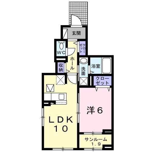 アイダッシュⅠ・01030号室の間取り