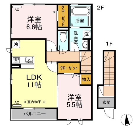 一番町の完工年月(2018年5月)築の賃貸アパートの間取り