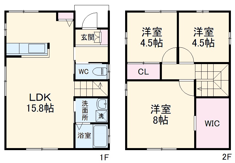 一宮市丹陽町九日市場戸建賃貸C棟の間取り