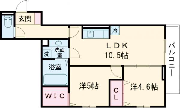 オーヴェスト深大寺・202号室の間取り