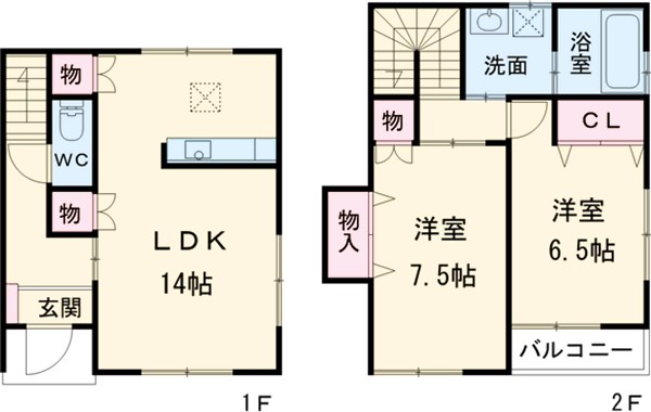 竹林Ⅶメゾネットの間取り
