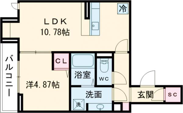 アヴァンス大和町・301号室の間取り