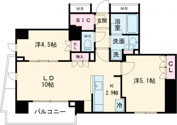 オープンレジデンシア小石川ヒルズ・405号室の間取り