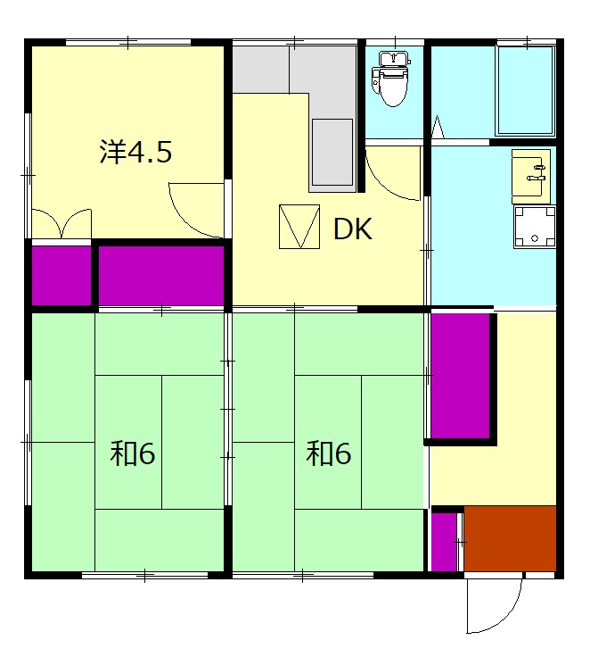 岩原平屋・1号室の間取り