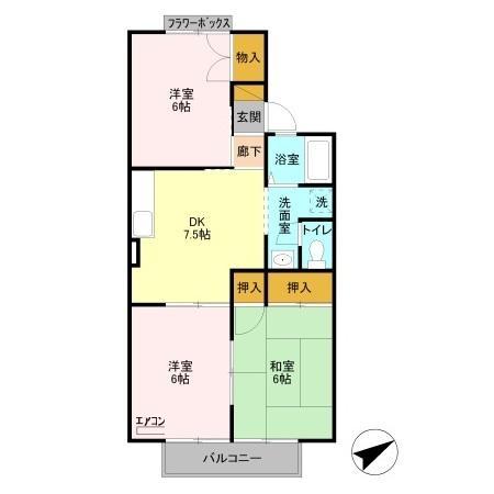 サンライズコーポ森 Eの間取り