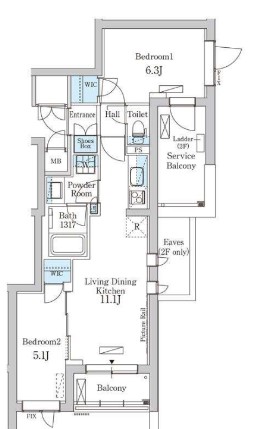 パークアクシス北千束ＭＯＣＸＩＯＮの間取り