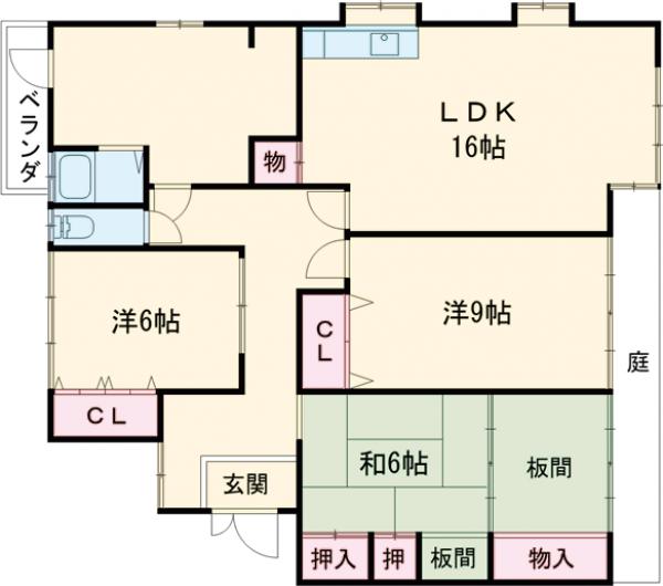 梅ヶ丘貸家の間取り