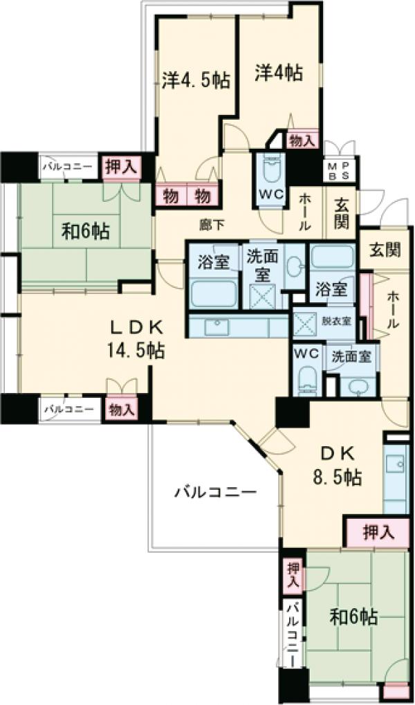 ビュータワーズ向陽台3号棟の間取り