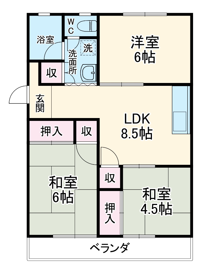 第1西形マンションの間取り