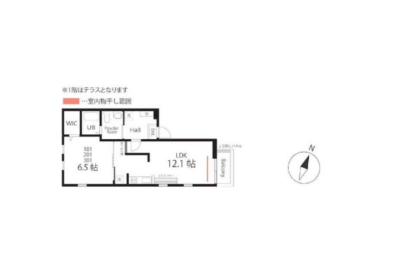ハーミットクラブハウストゥギャザー生麦ⅡB号棟の間取り